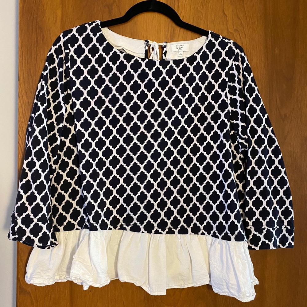 Navy and white boho style shirt